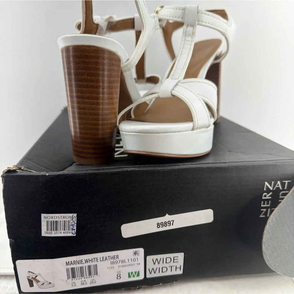 Naturalizer Marnie White Platforms Ankle Strap Heel Sandals Size Women 8 Wide